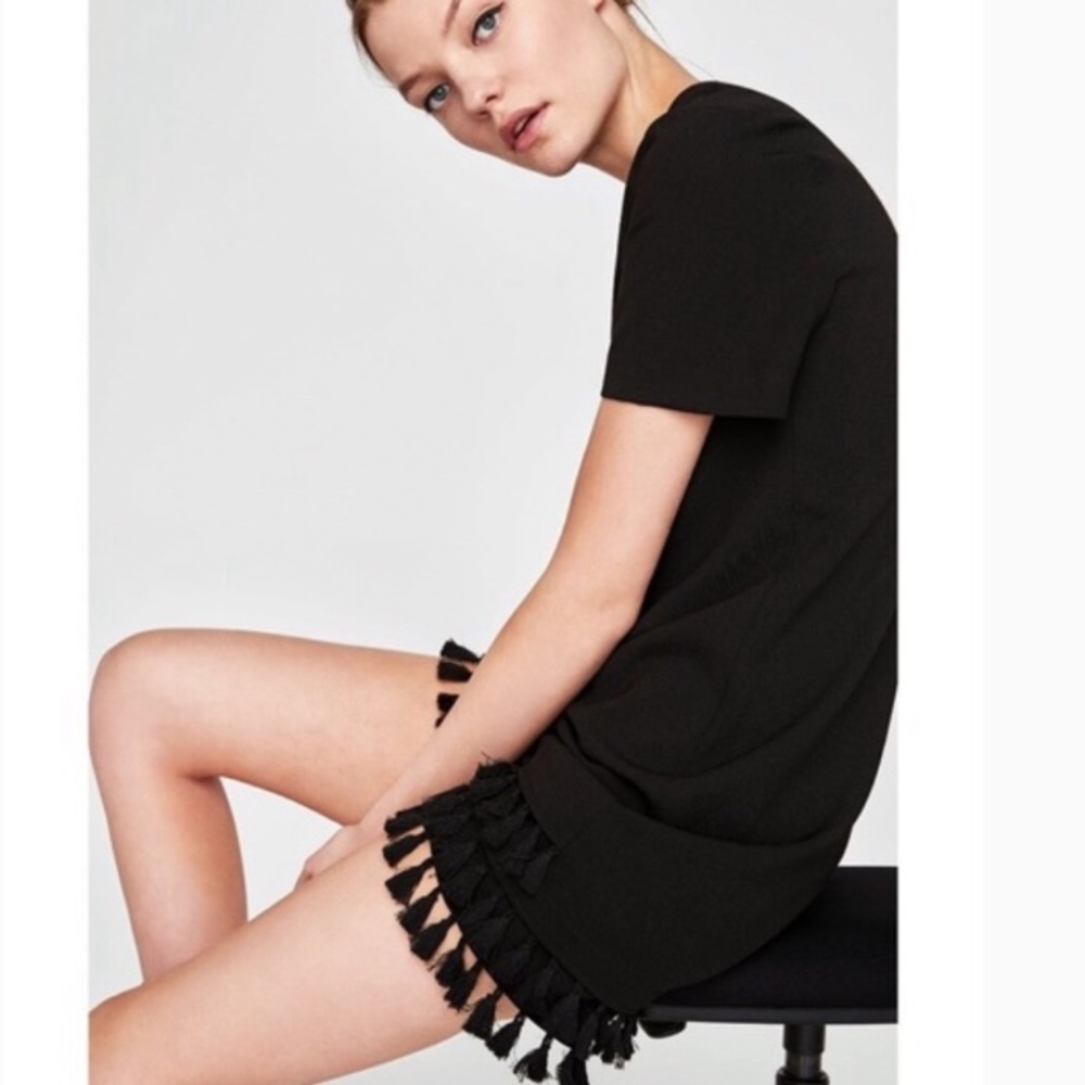 Zara Black Top w Tassels